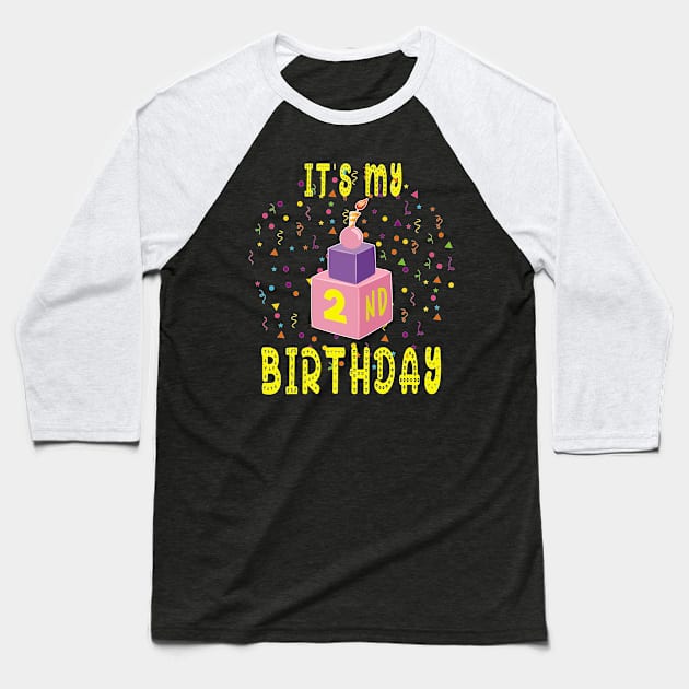 Birthday Shirt 2nd Second Birthday Blocks Bricks Gift Tee Baseball T-Shirt by kaza191